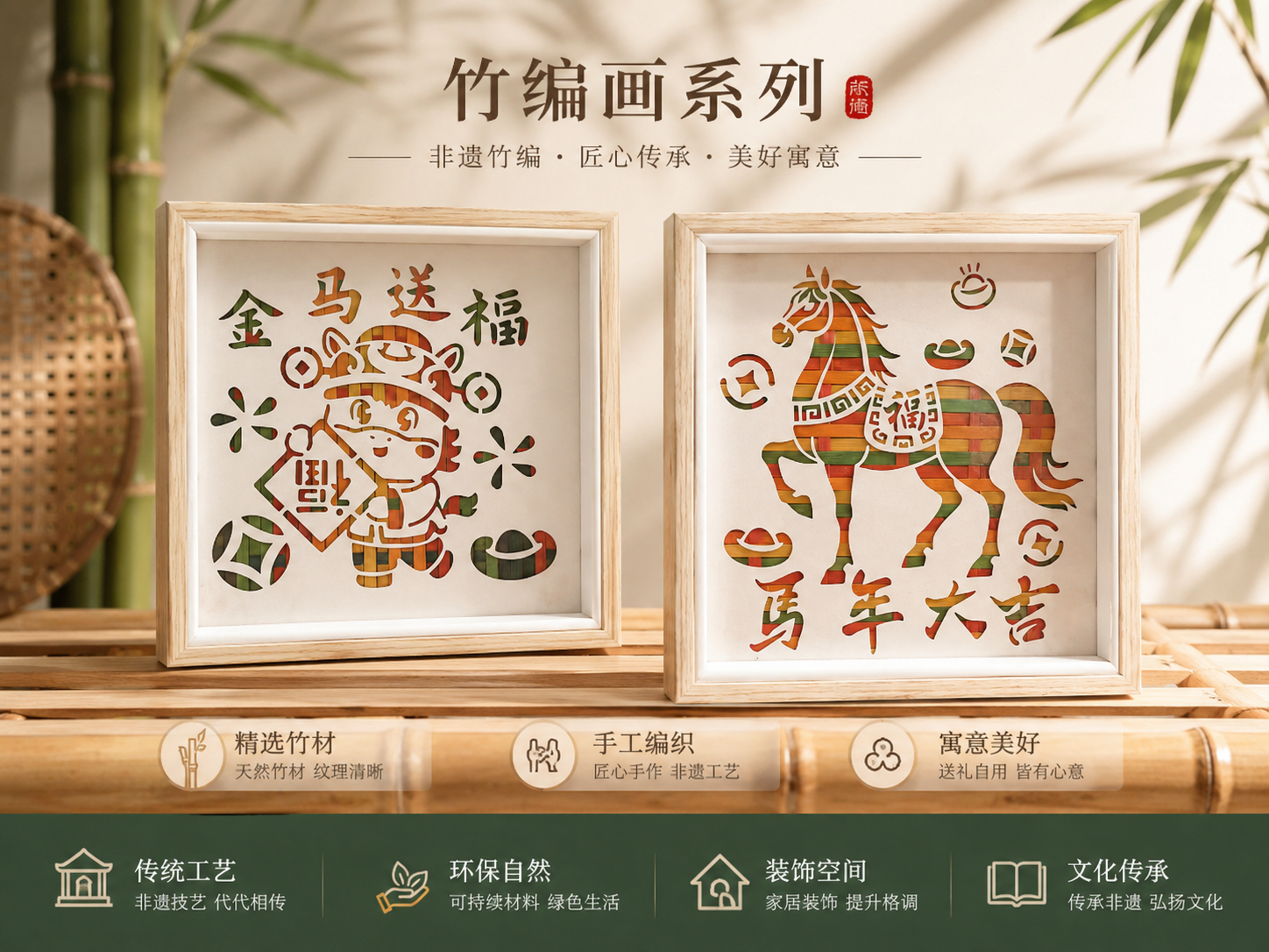 竹编画产品